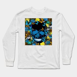 SKULL FLOWERS AND BUTTERFLIES Long Sleeve T-Shirt